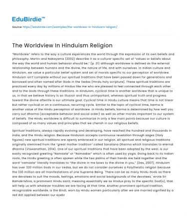 The Worldview In Hinduism Religion