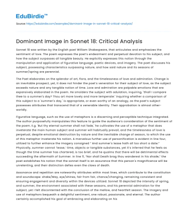 Dominant Image in Sonnet 18: Critical Analysis