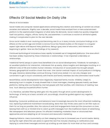 Effects Of Social Media On Daily Life