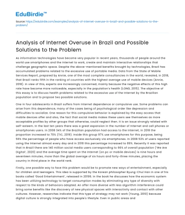 Internet Overuse in Brazil: Analysis & Solutions