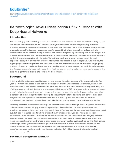 Skin Cancer Classification with Deep Neural Networks