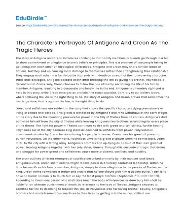 The Characters Portrayals Of Antigone And Creon As The Tragic Heroes