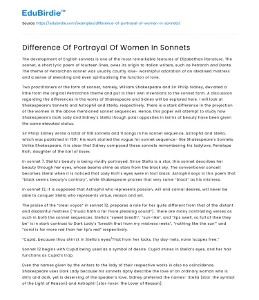 Difference Of Portrayal Of Women In Sonnets