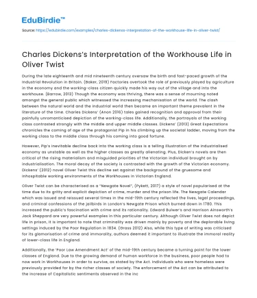 Charles Dickens’s Interpretation of the Workhouse Life in Oliver Twist