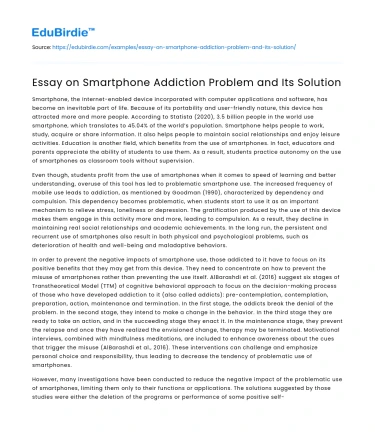 Essay on Smartphone Addiction Problem and Its Solution