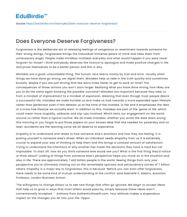 Does Everyone Deserve Forgiveness?