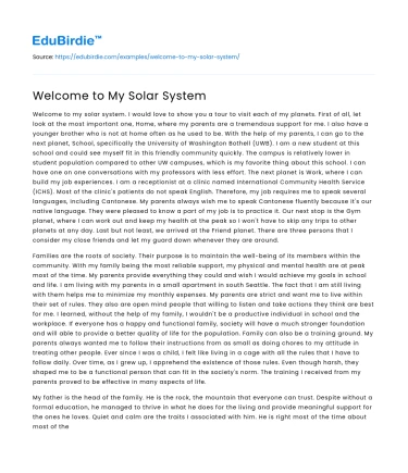 Welcome to My Solar System