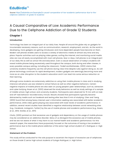 Impact of Cellphone Addiction on Grade 12 Academic Performance