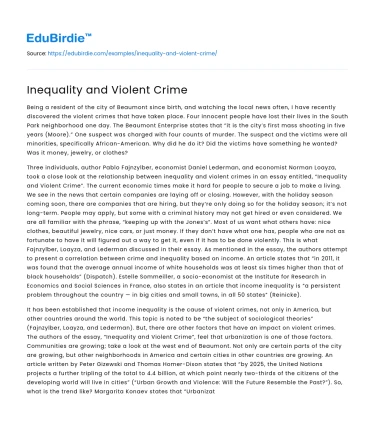 Inequality and Violent Crime