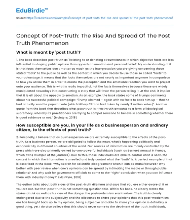 Concept Of Post-Truth: The Rise And Spread Of The Post Truth Phenomenon