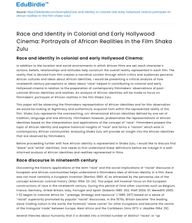 Depicting African Realities in Shaka Zulu