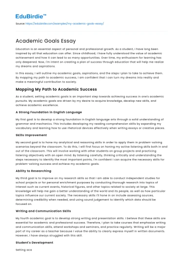 Academic Goals Essay