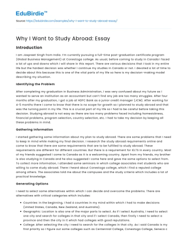 Why I Want to Study Abroad: Essay