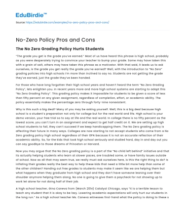 No-Zero Policy Pros and Cons