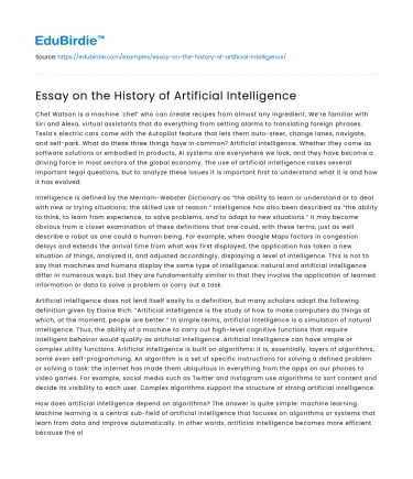 Essay on the History of Artificial Intelligence