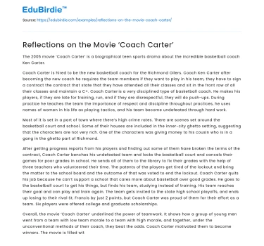 Reflections on the Movie ‘Coach Carter’