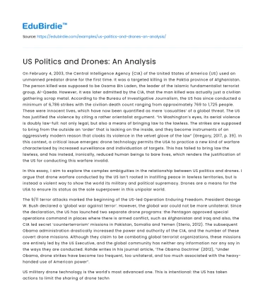 US Politics and Drones: An Analysis