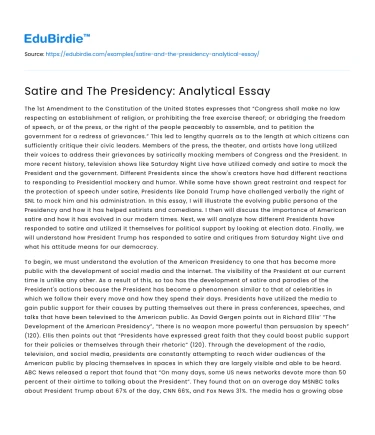 Satire and The Presidency: Analytical Essay