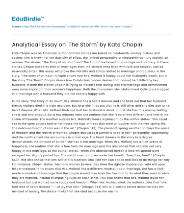 Analytical Essay on ‘The Storm’ by Kate Chopin