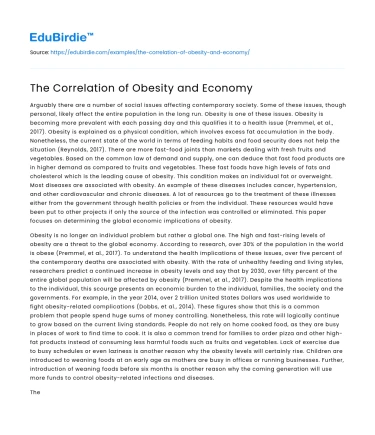 The Correlation of Obesity and Economy