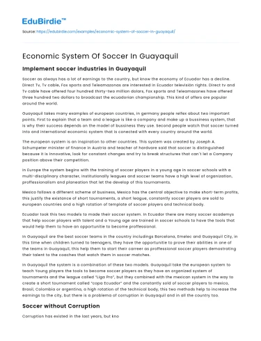 Soccer Economics in Guayaquil: A Financial Analysis