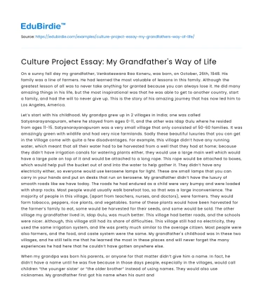 The Legacy of My Grandfather’s Lifestyle