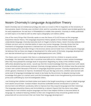 Noam Chomsky’s Language Acquisition Theory