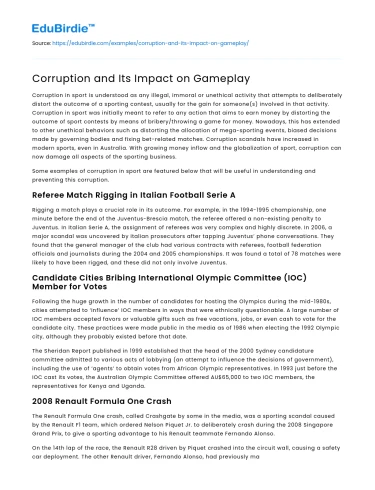Corruption and Its Impact on Gameplay