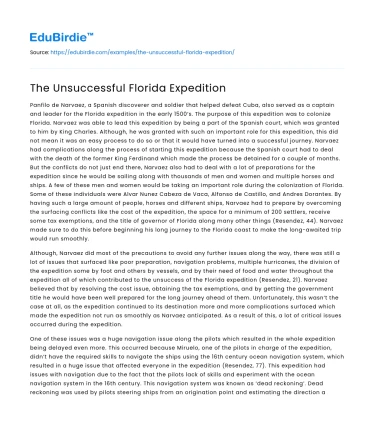 The Unsuccessful Florida Expedition