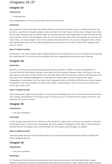 Character Dynamics in Mansfield Park