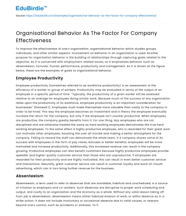 Organisational Behavior: A Pillar of Corporate Success