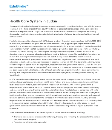 Health Care System in Sudan