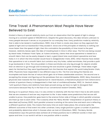 Time Travel: A Phenomenon Most People Have Never Believed to Exist