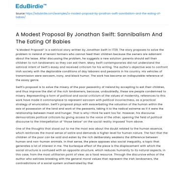 Eating Babies and Cannibalism in ‘A Modest Proposal’