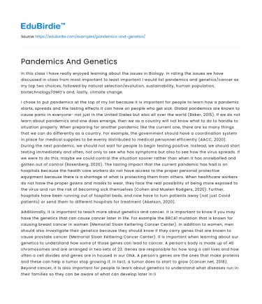 Pandemics And Genetics