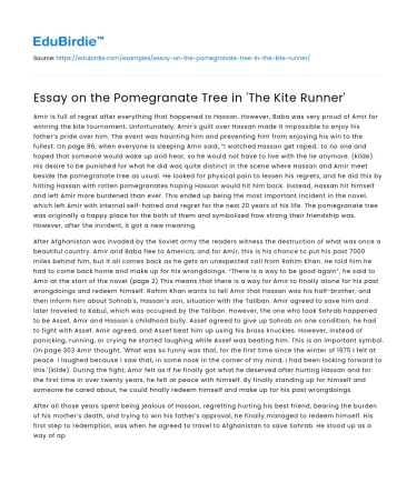 Essay on the Pomegranate Tree in ‘The Kite Runner’