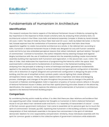 Fundamentals of Humanism in Architecture