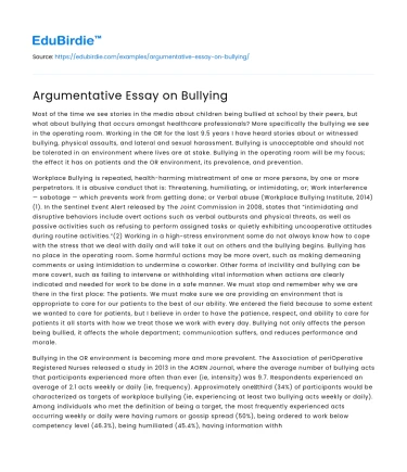 Argumentative Essay on Bullying
