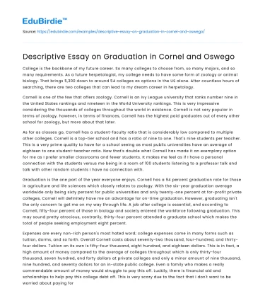 Descriptive Essay on Graduation in Cornel and Oswego
