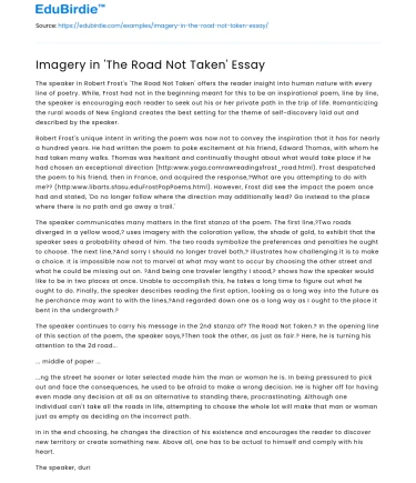 Imagery in ‘The Road Not Taken’ Essay
