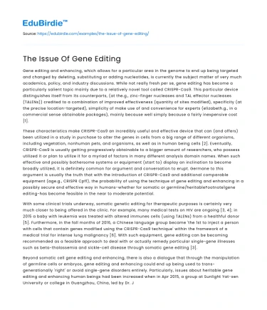 The Issue Of Gene Editing