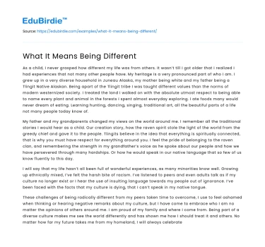 What It Means Being Different