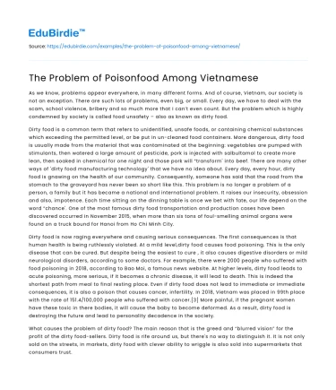 The Problem of Poisonfood Among Vietnamese