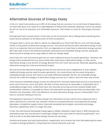 Alternative Sources of Energy Essay