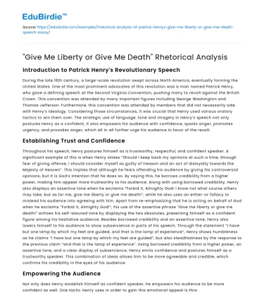 “Give Me Liberty or Give Me Death” Rhetorical Analysis