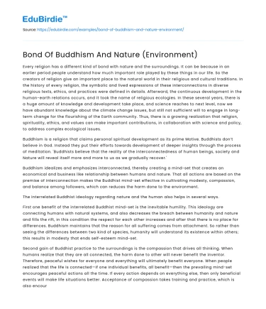 Bond Of Buddhism And Nature (Environment)