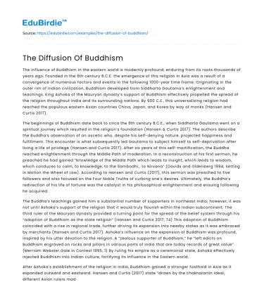 The Diffusion Of Buddhism