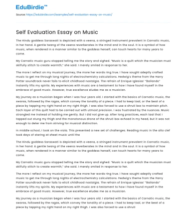 Self Evaluation Essay on Music
