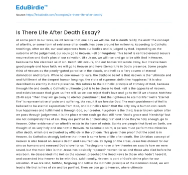 Is There Life After Death Essay?