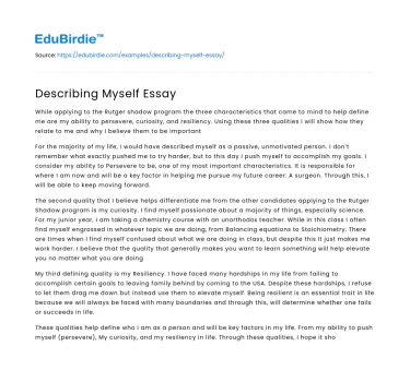 Describing Myself Essay
